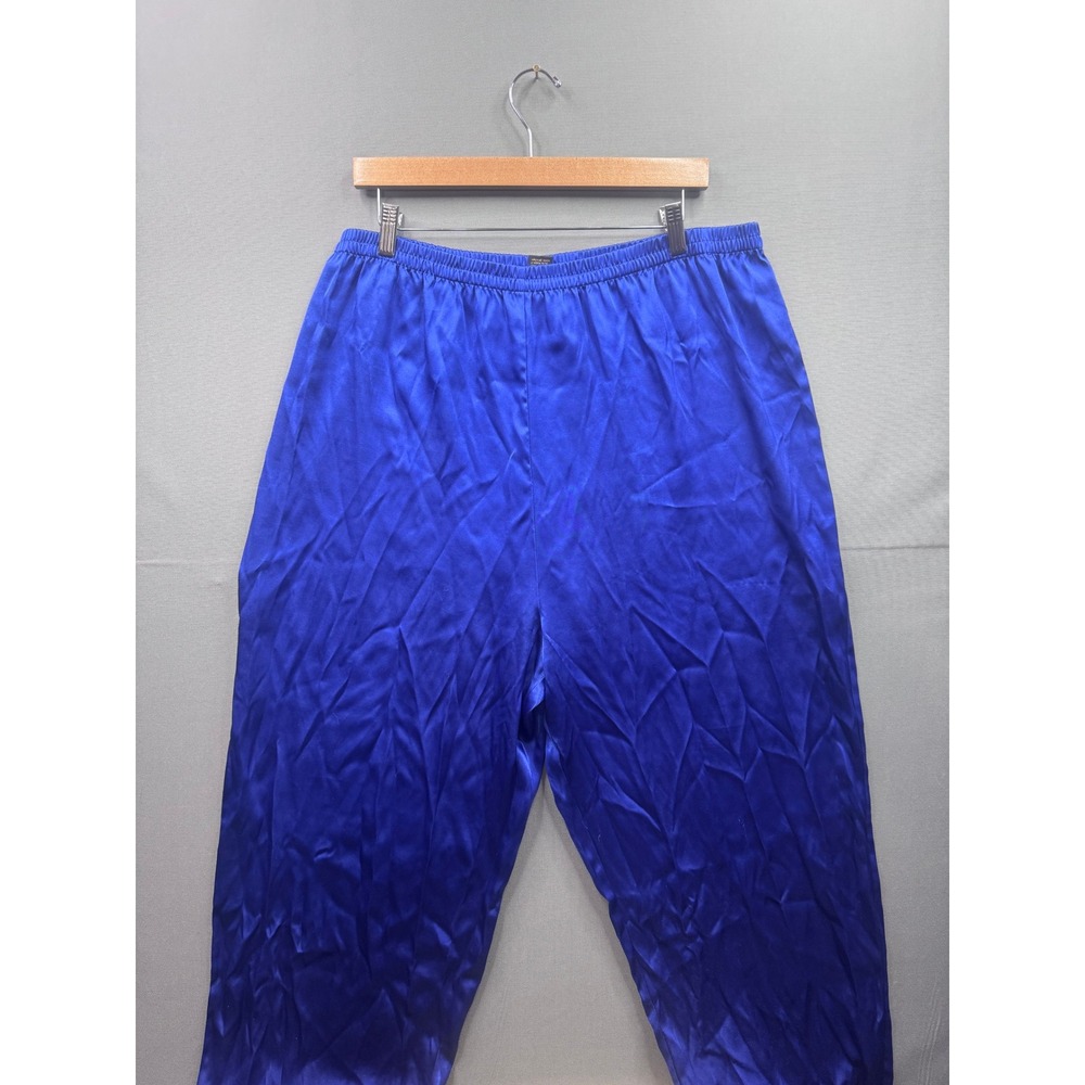 Solange Satin Womens Blue Pajama Pants Lounge Sleepwear Size 14 16‎